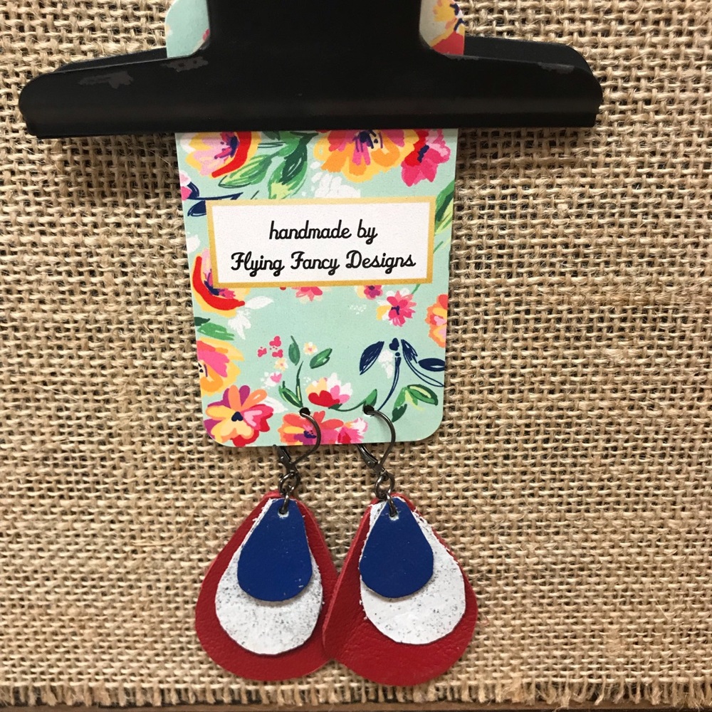Three-Level Leather Layered Earrings